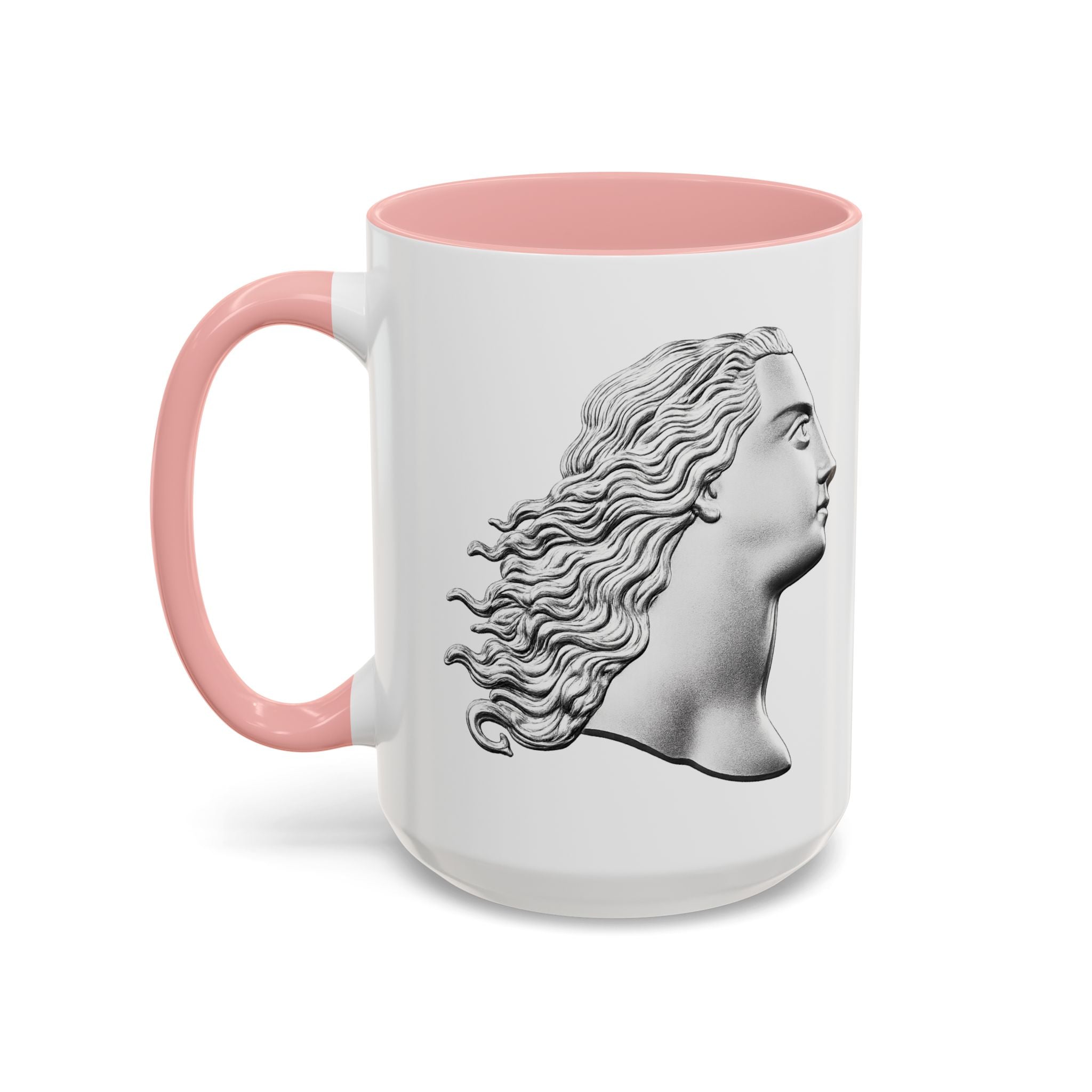 Classical Profile Accent Coffee Mug — Greek Goddess Bust Design (11/15oz)