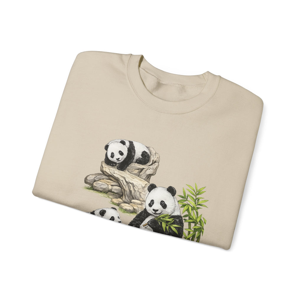 Panda Family Crewneck Sweatshirt — Cute Bamboo Bears Graphic