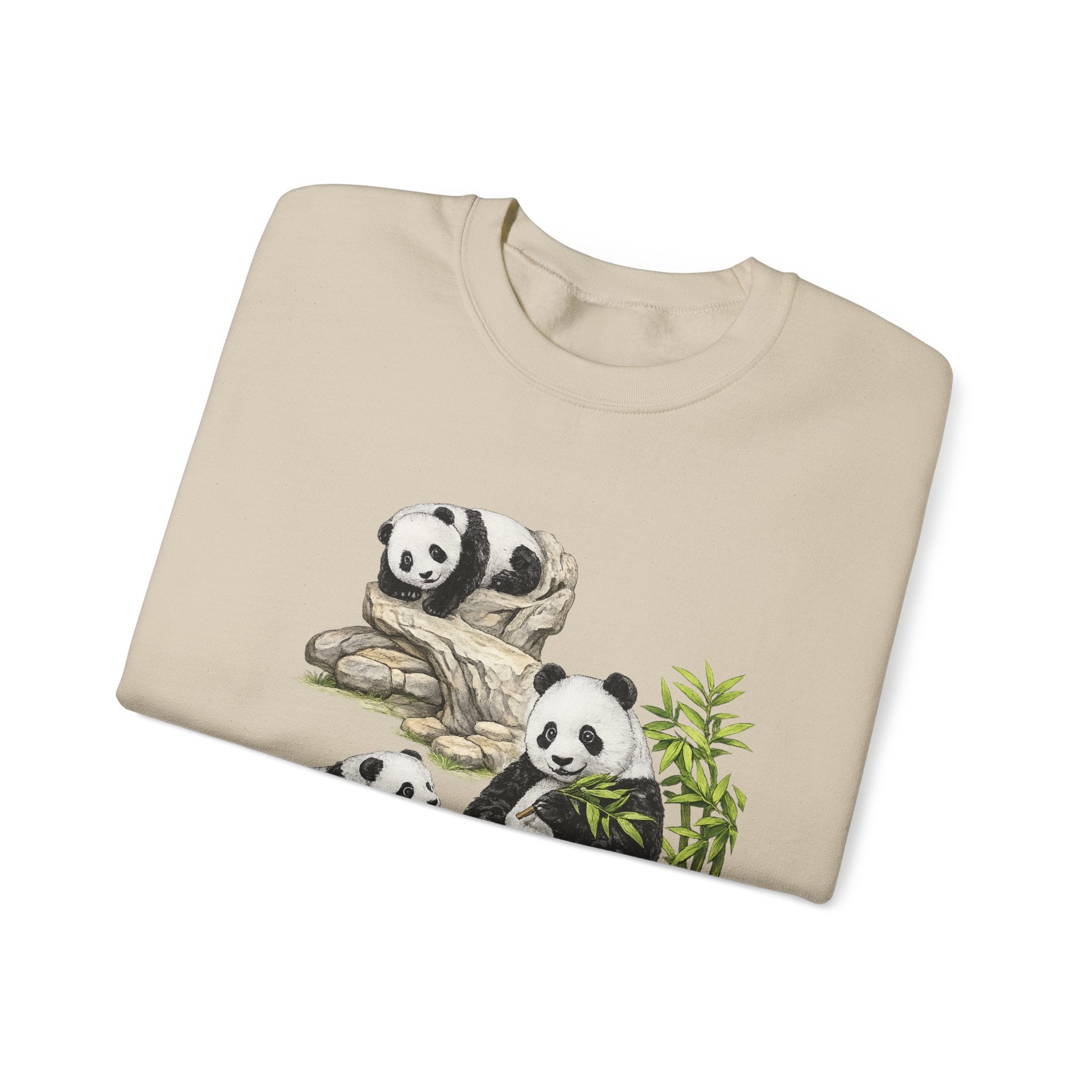 Panda Family Crewneck Sweatshirt — Cute Bamboo Bears Graphic