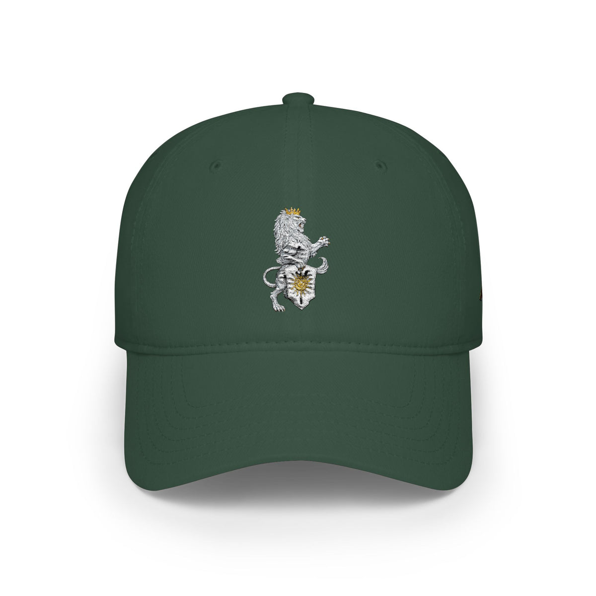 Low-Profile Cap with Embroidered Lion Crest
