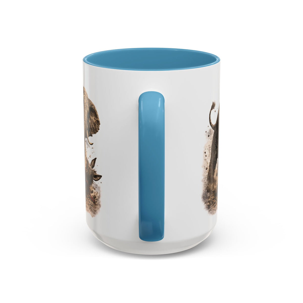 Elephant Charge Accent Coffee Mug — Dramatic Wildlife Illustration (11/15oz)