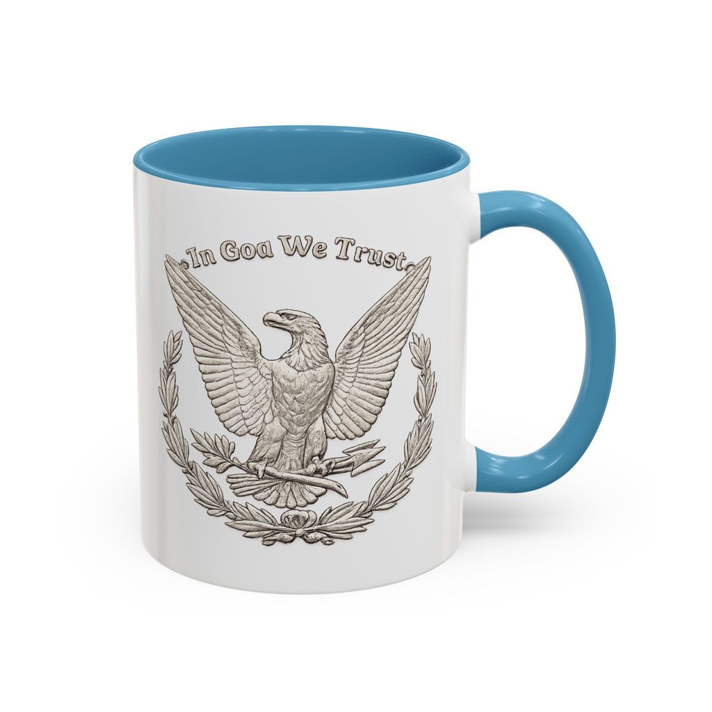 Eagle Emblem Coffee Mug — "In God We Trust" Accent Ceramic Mug (11/15oz)