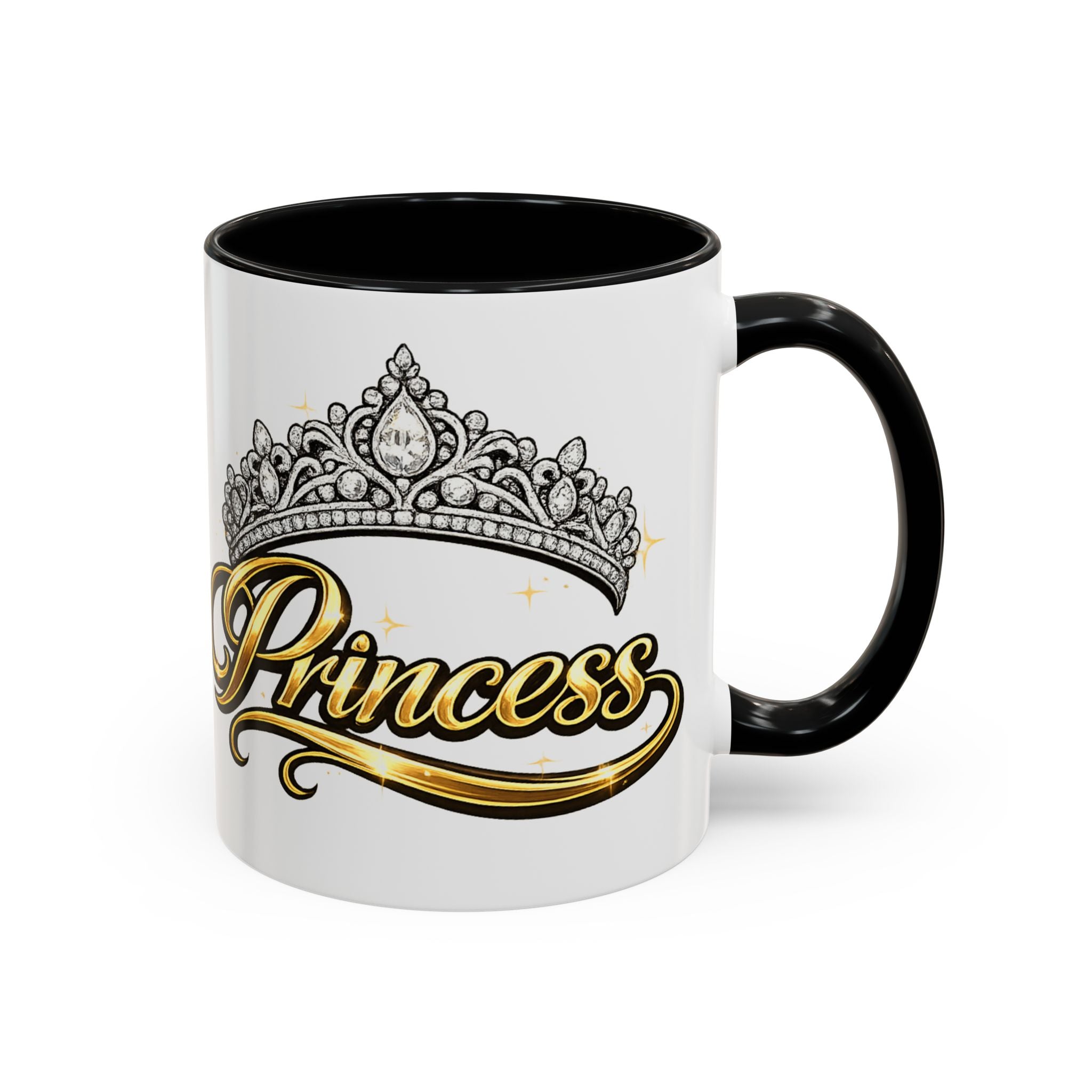 Princess Crown Accent Coffee Mug — Gold Script 11/15oz