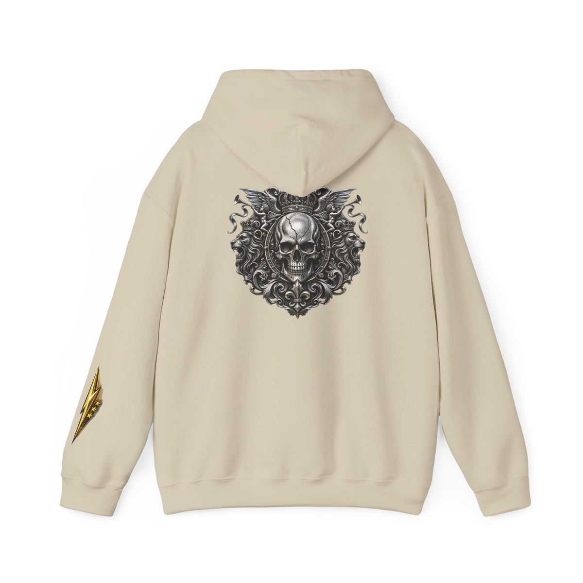 Skull Crest Hoodie – Gothic Ornate Skull Back Graphic Sweatshirt