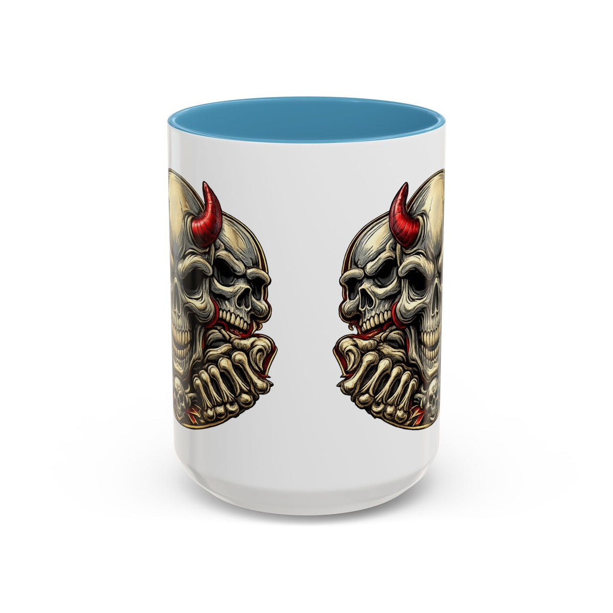Devil Skull Accent Coffee Mug – Gothic Demon Skull Design (11/15 oz)