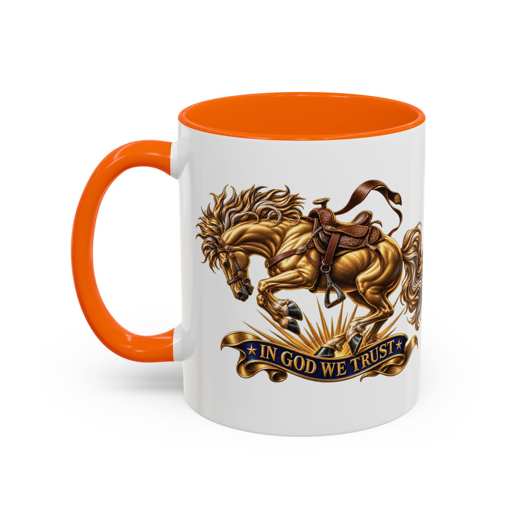 In God We Trust Golden Horse Accent Coffee Mug