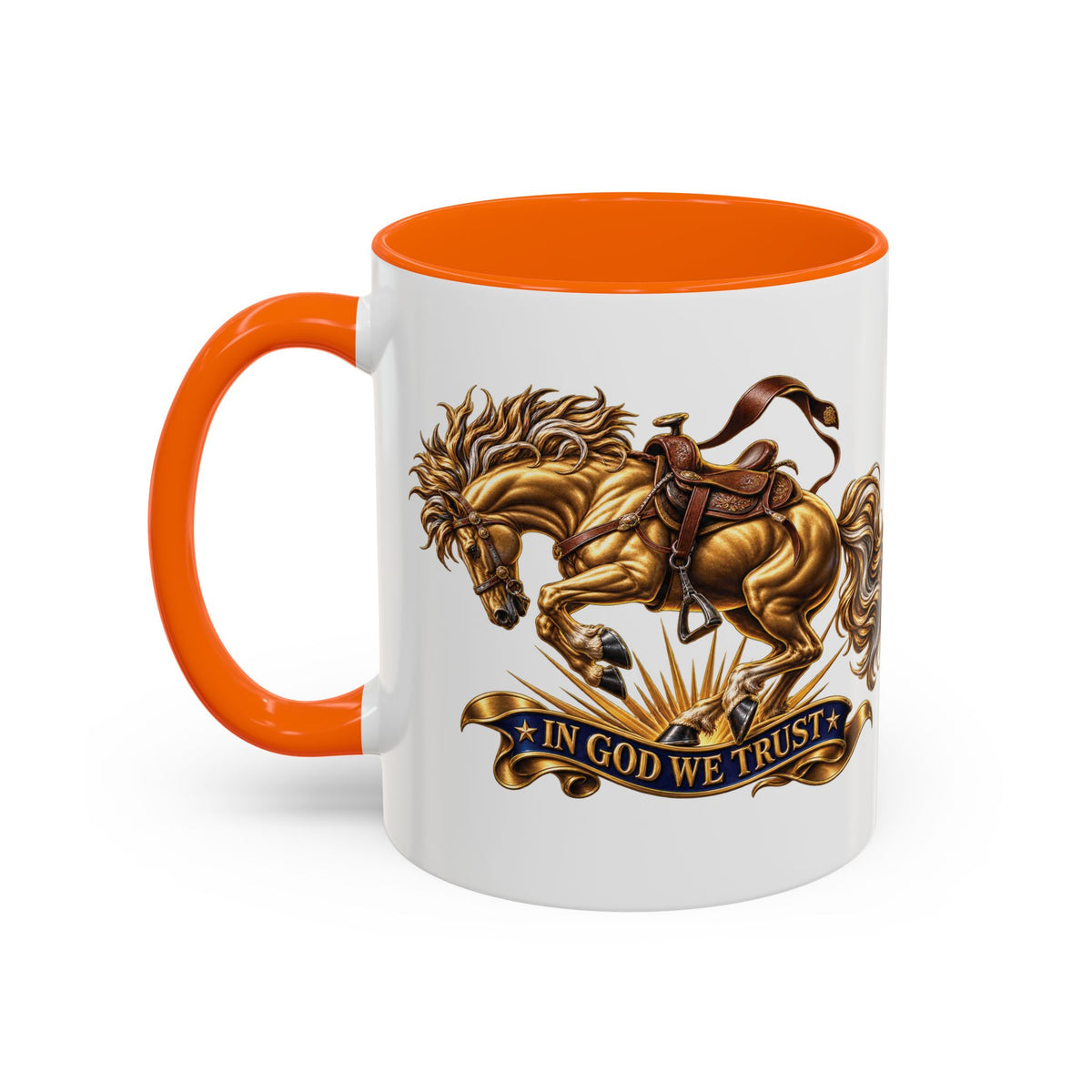 In God We Trust Golden Horse Accent Coffee Mug