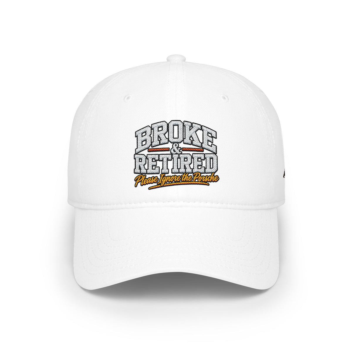 Broke & Retired Low Profile Baseball Cap – Funny Retirement Hat with American Flag Accent