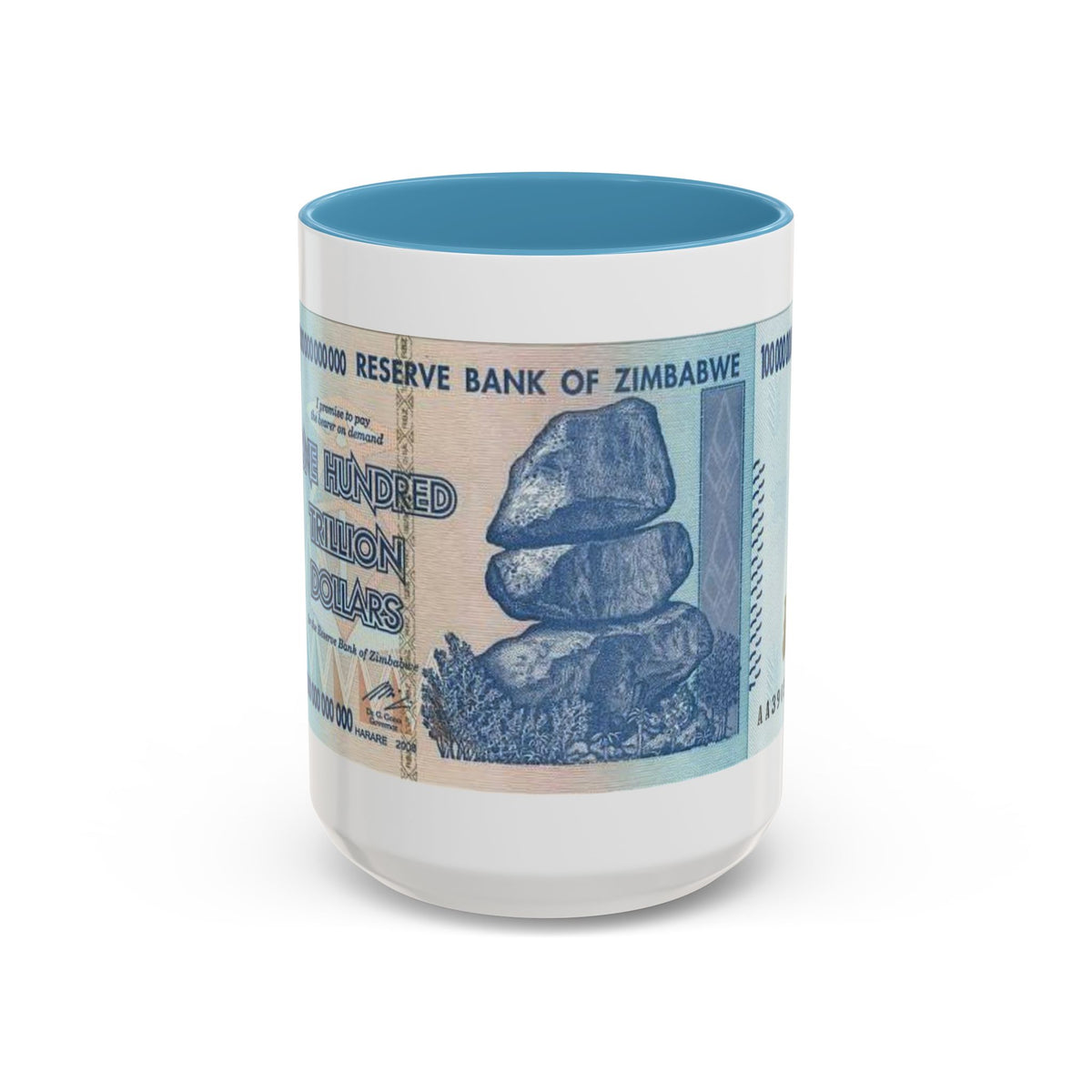 Zimbabwe Trillion Dollar Note Coffee Mug — Vintage Currency Accent Mug (11/15oz)