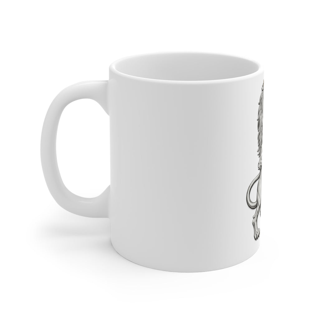 Heraldic Lion Crest Mug — Royal Shield Coffee Cup (11 oz)