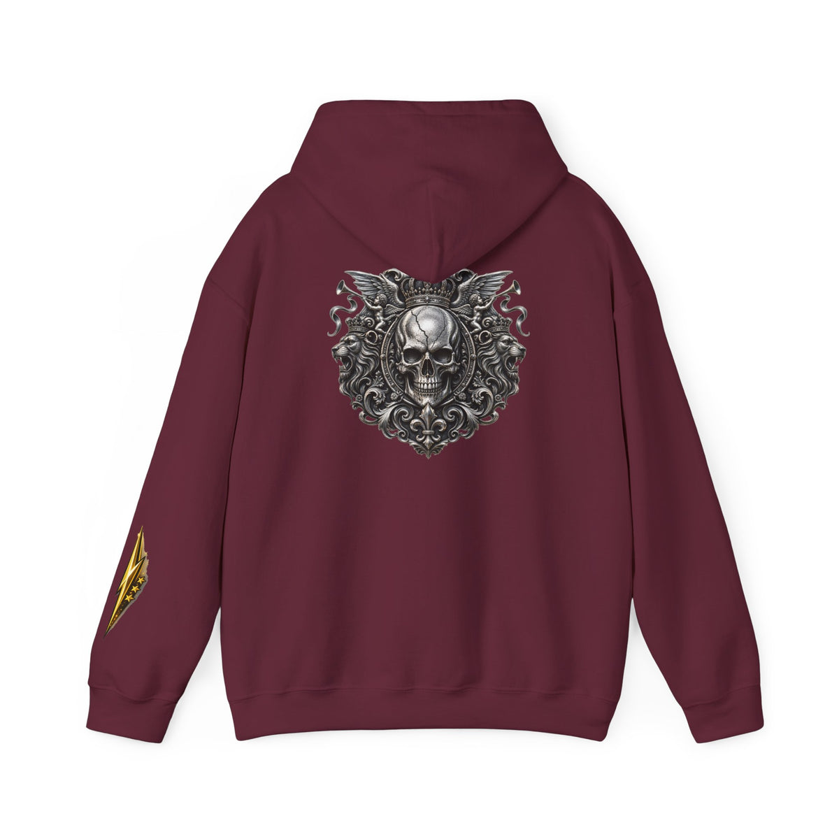 Skull Crest Hoodie – Gothic Ornate Skull Back Graphic Sweatshirt