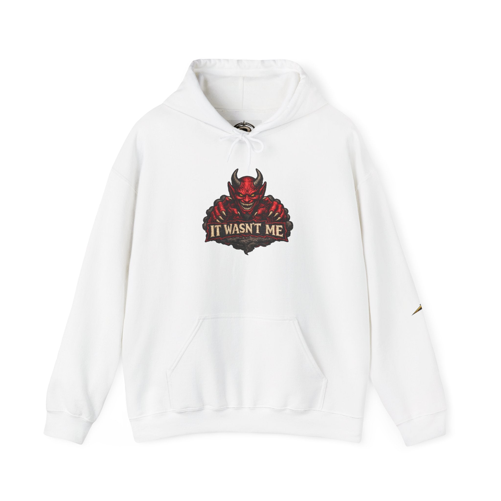 Devil Graphic Hoodie — "It Wasn't Me" Funny Devil Pullover
