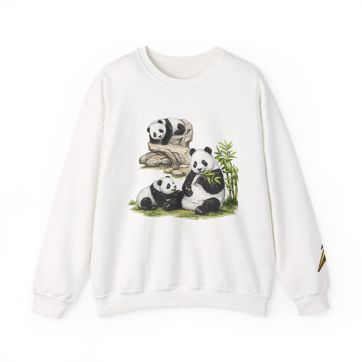 Panda Family Crewneck Sweatshirt — Cute Bamboo Bears Graphic