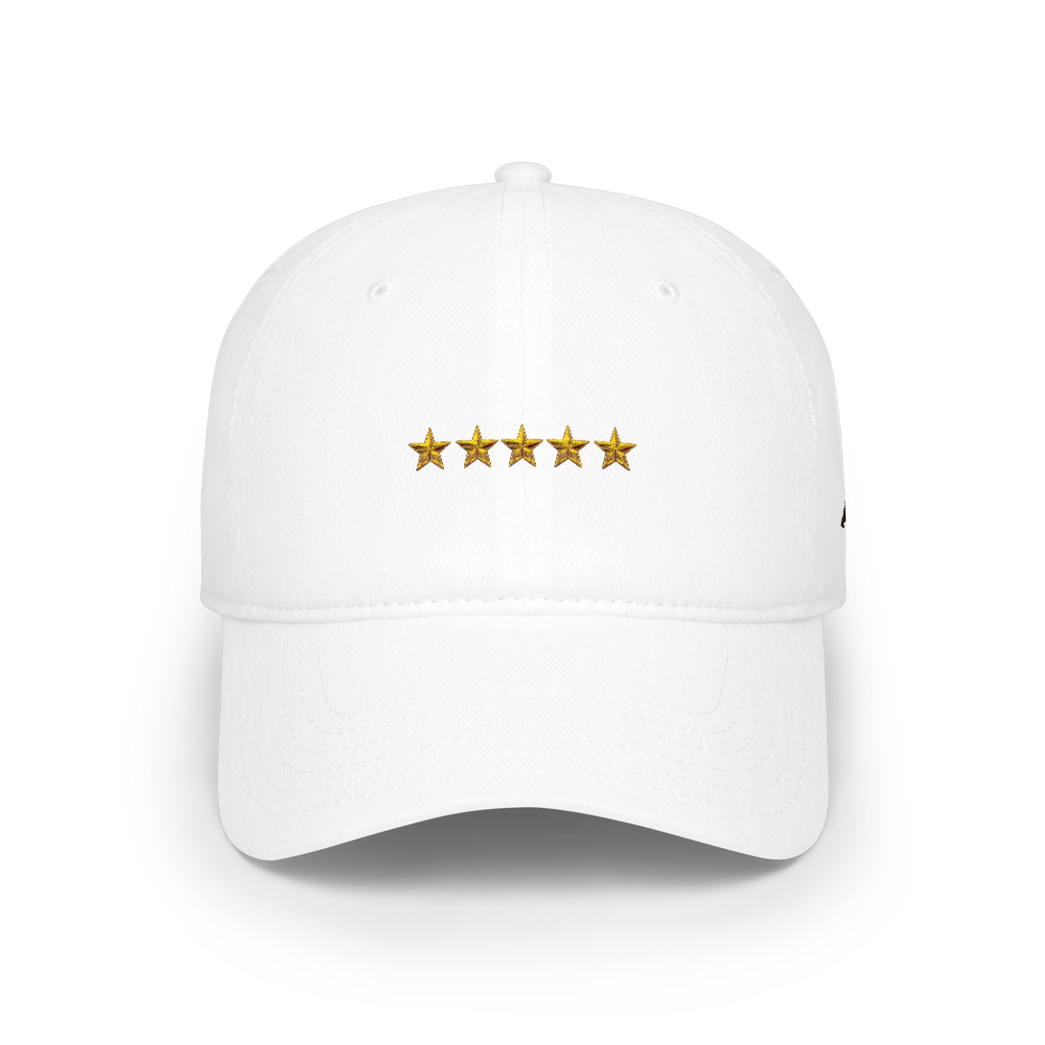 Red Low Profile Cap with Five Gold Stars Embroidery — Patriotic 5-Star Baseball Hat