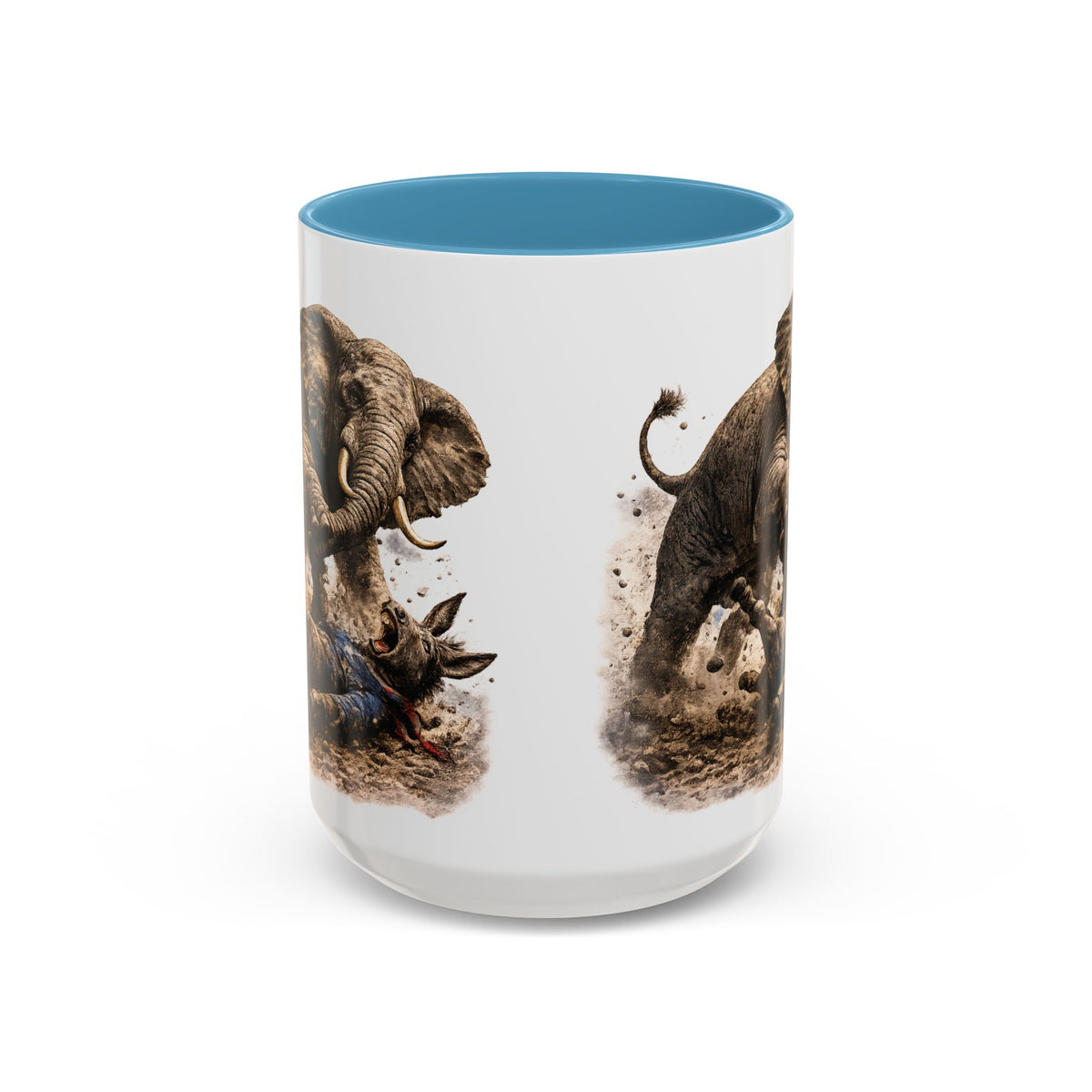 Elephant Charge Accent Coffee Mug — Dramatic Wildlife Illustration (11/15oz)