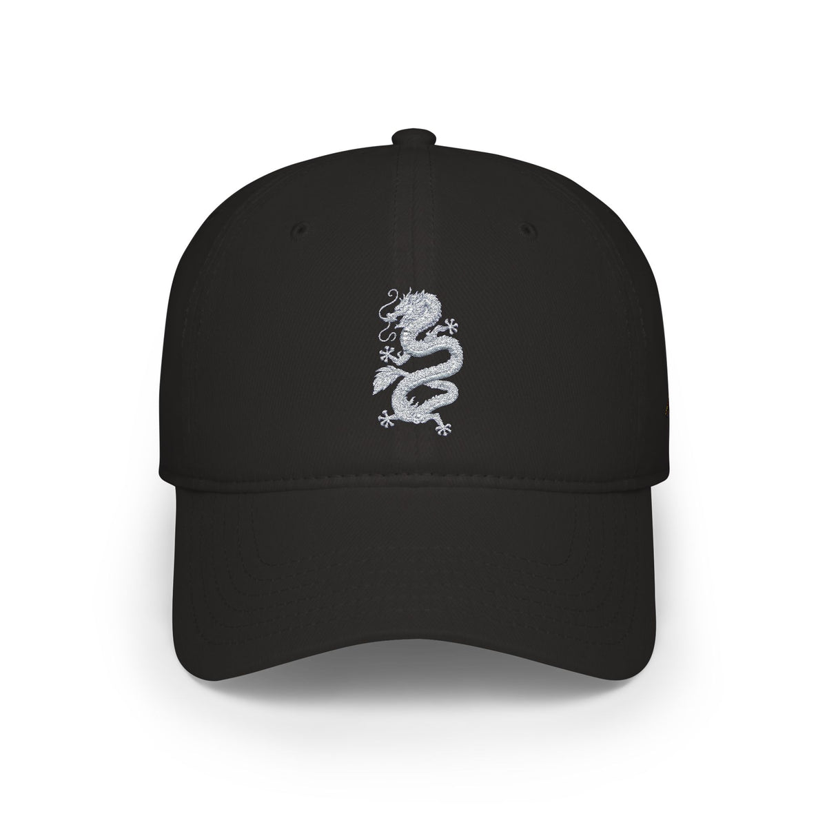 Low-Profile Baseball Cap with White Embroidered Dragon — Minimalist Streetwear Hat