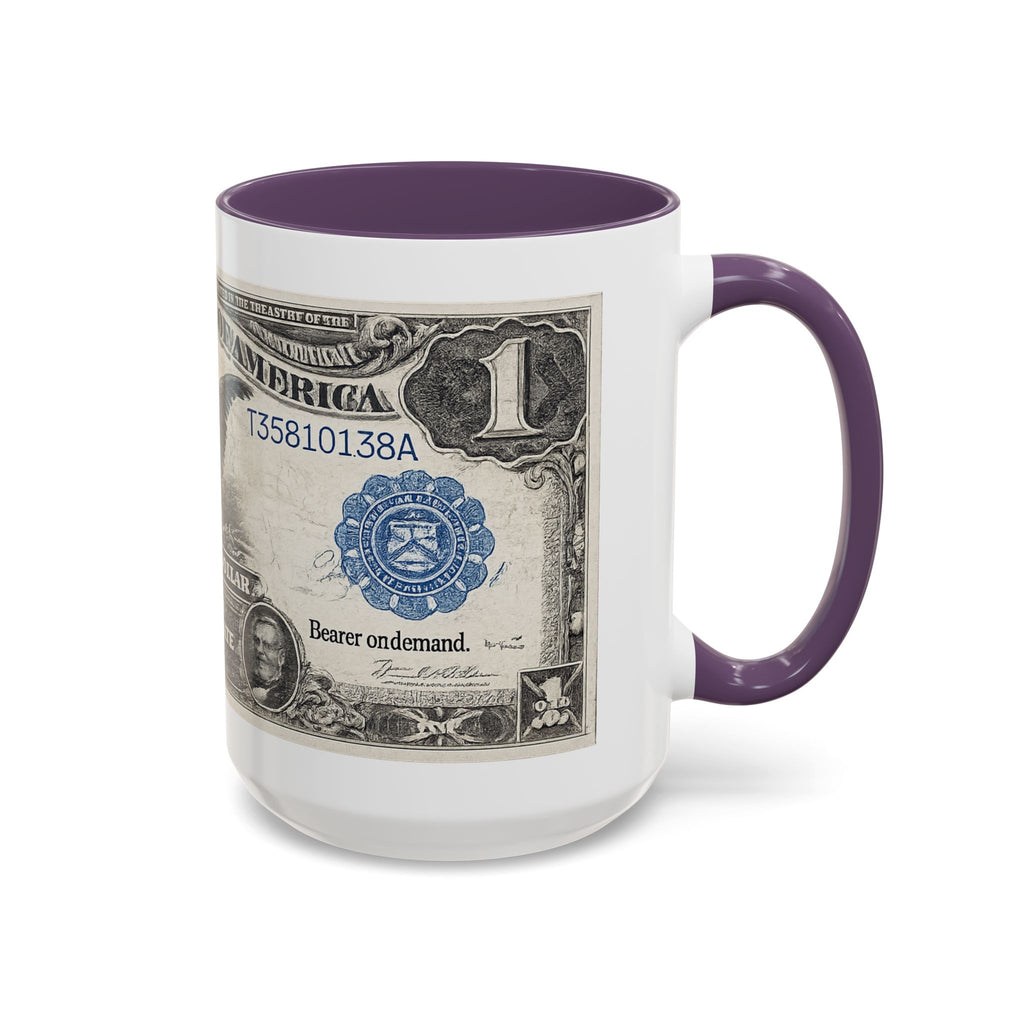 Dollar Bill Accent Coffee Mug — Vintage US Currency Design (11/15oz)