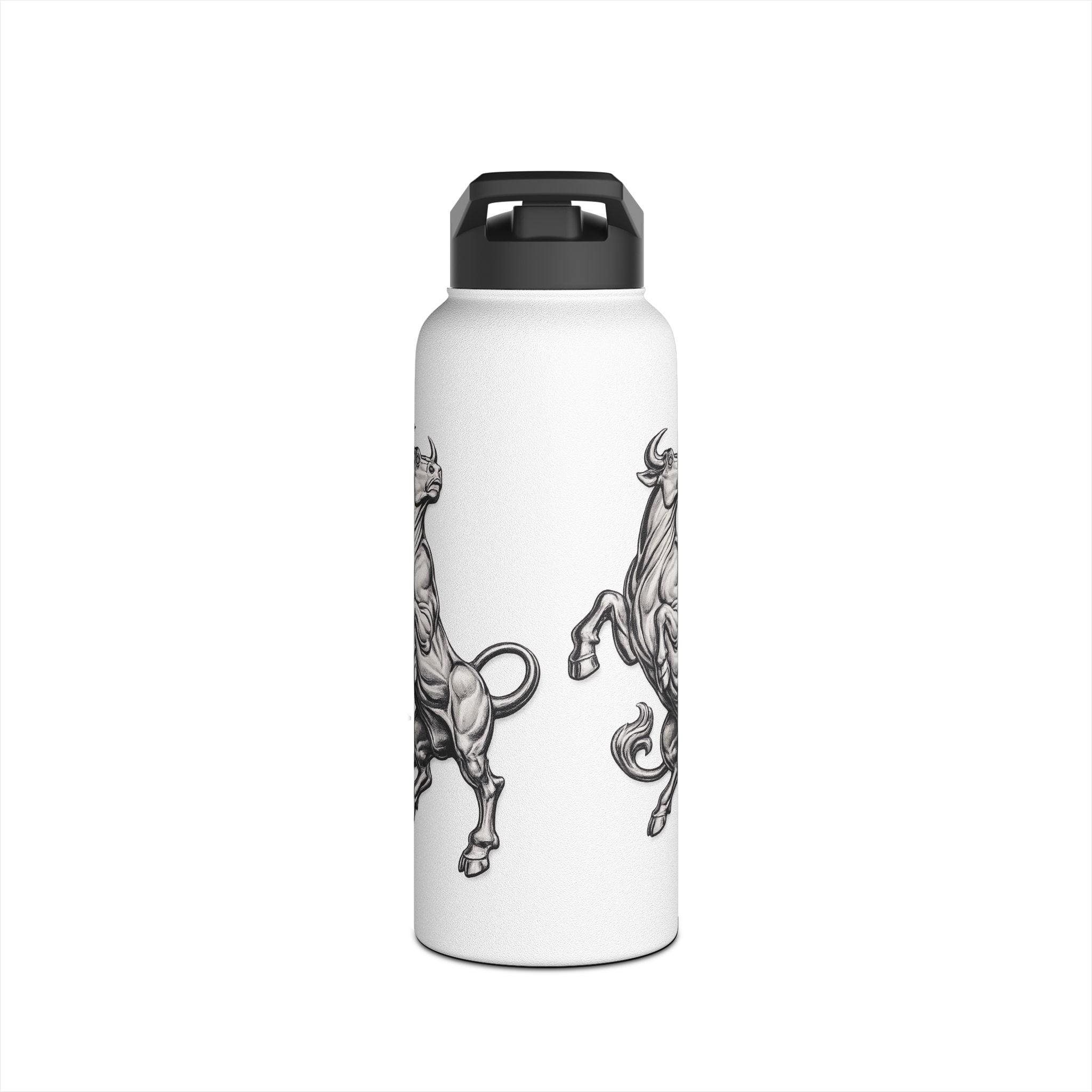 Stainless Steel Water Bottle — Vintage Bull Illustration, Durable Insulated Bottle