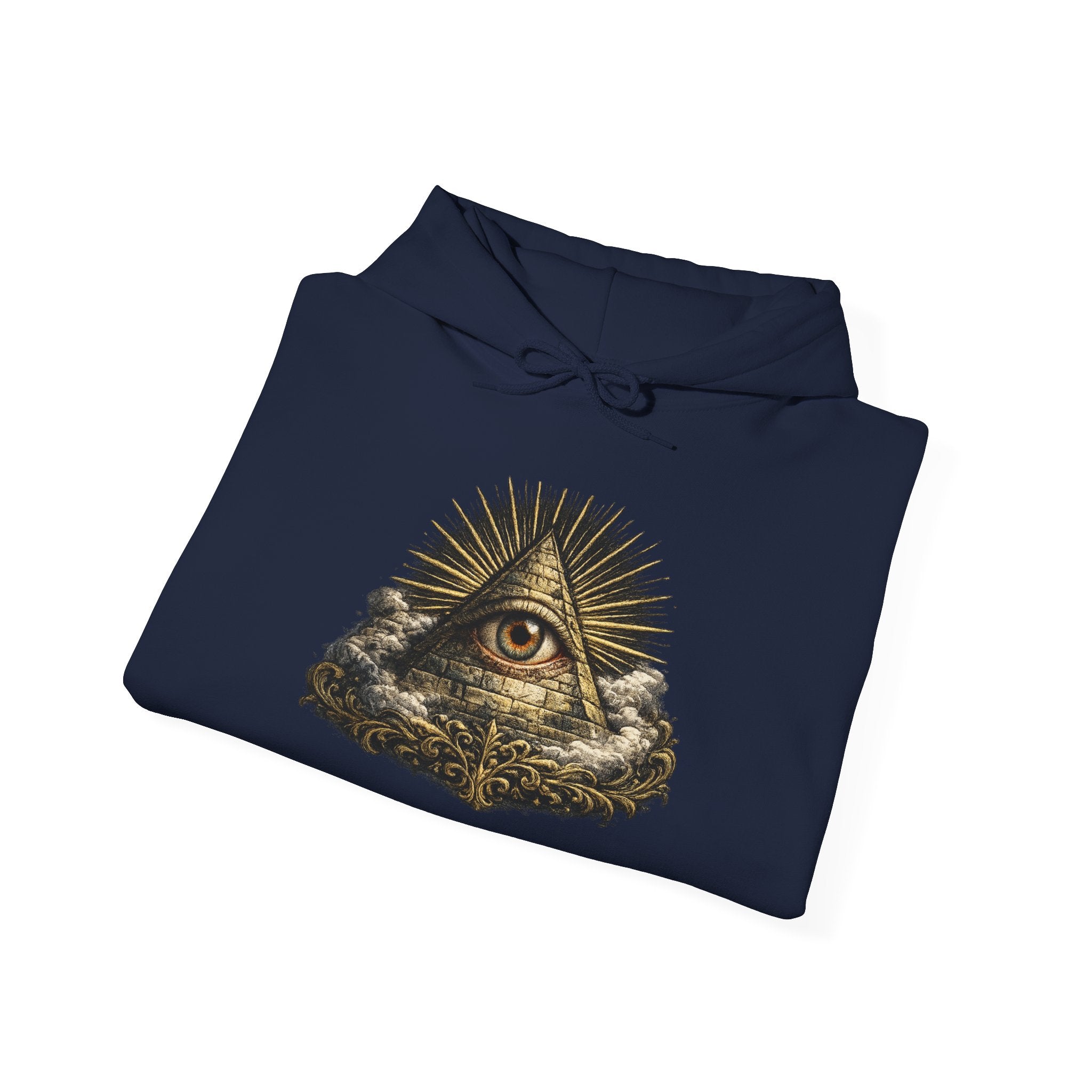 All-Seeing Eye Hoodie — Vintage Pyramid Symbol Graphic Sweatshirt