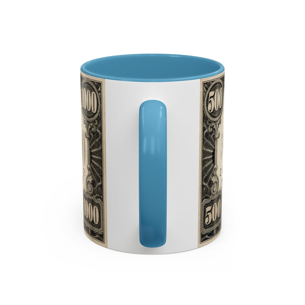 Money Print Coffee Mug — Vintage 1000 & 500 Note Accent Mug