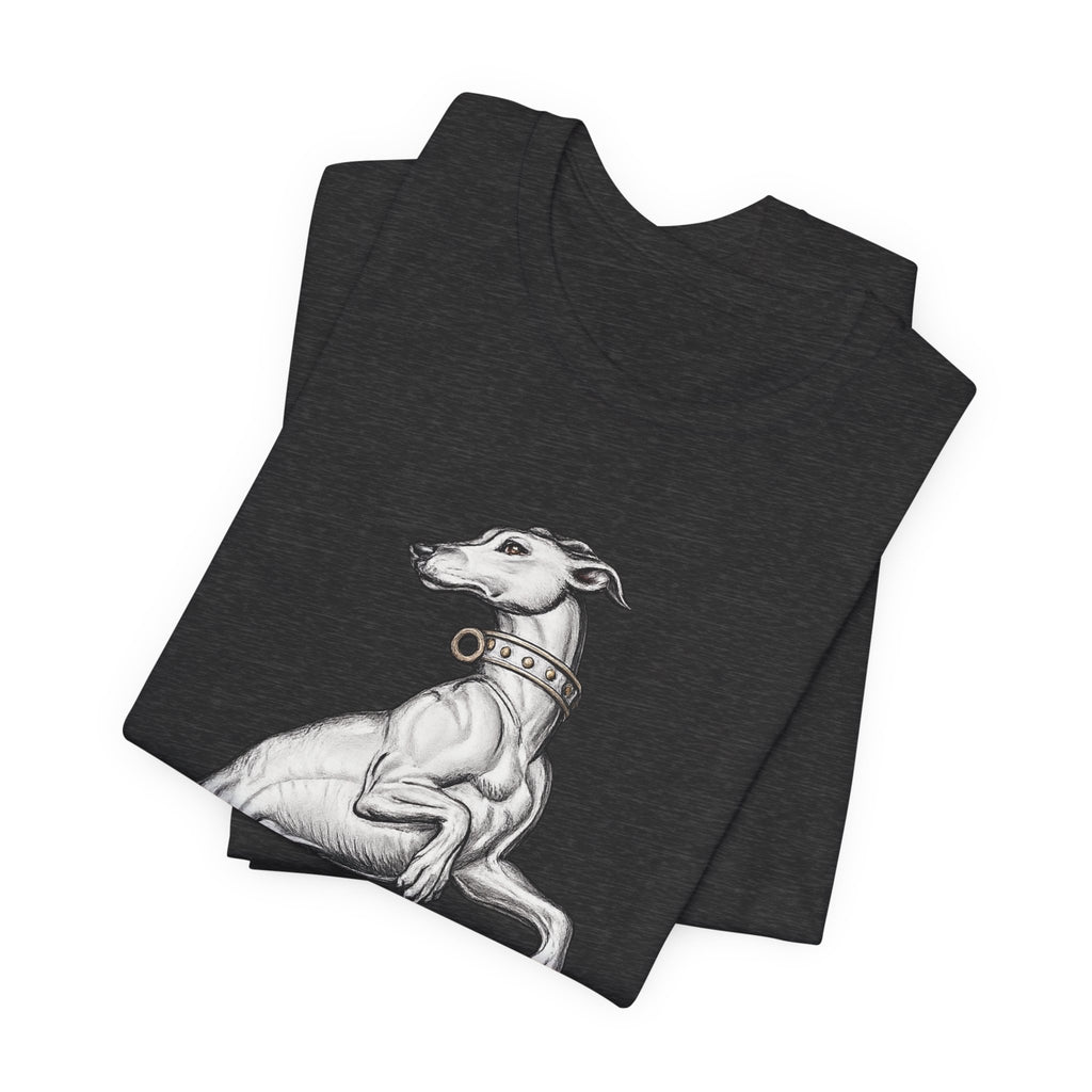 Greyhound Illustration T‑Shirt — Elegant Whippet Dog Art Tee
