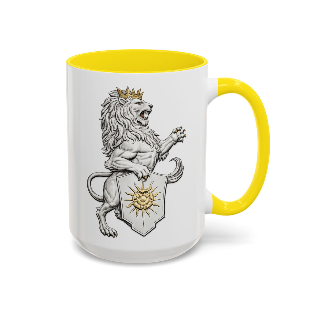 Royal Lion Crest Coffee Mug — Heraldic Crowned Lion Design (11/15oz)