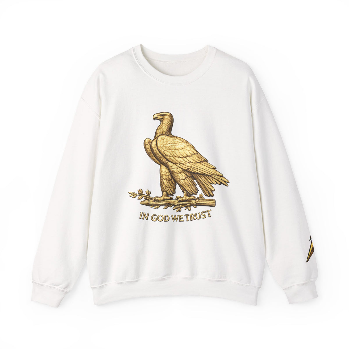 Crewneck Sweatshirt — Gold Eagle 'In God We Trust' Patriotic Pullover