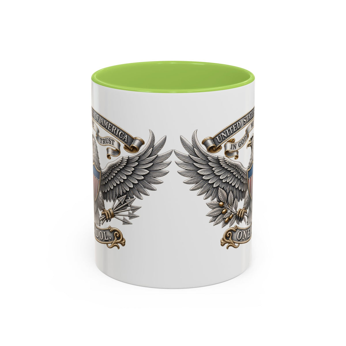 Eagle Shield Accent Coffee Mug — Patriotic "In God We Trust" Design