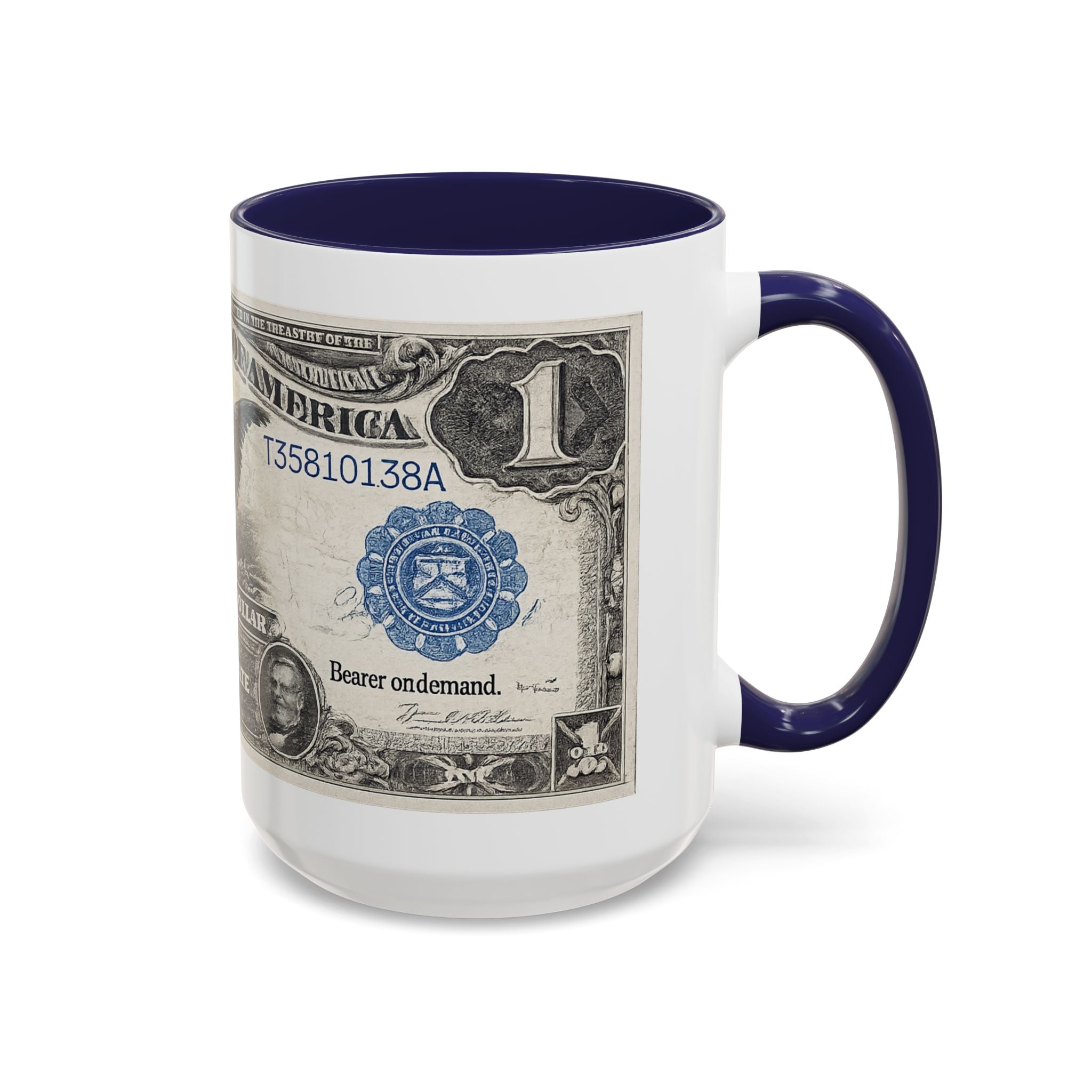 Dollar Bill Accent Coffee Mug — Vintage US Currency Design (11/15oz)