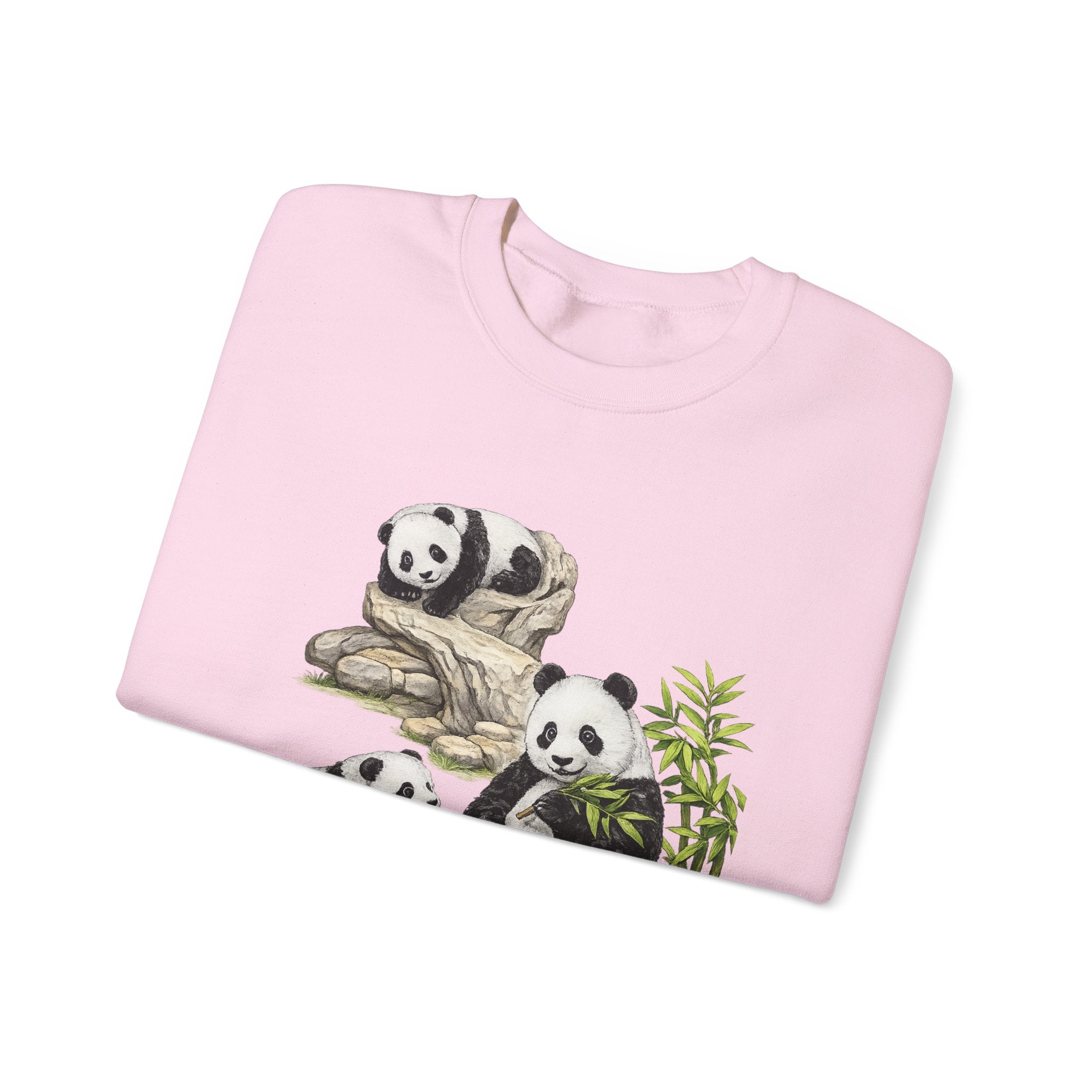 Panda Family Crewneck Sweatshirt — Cute Bamboo Bears Graphic