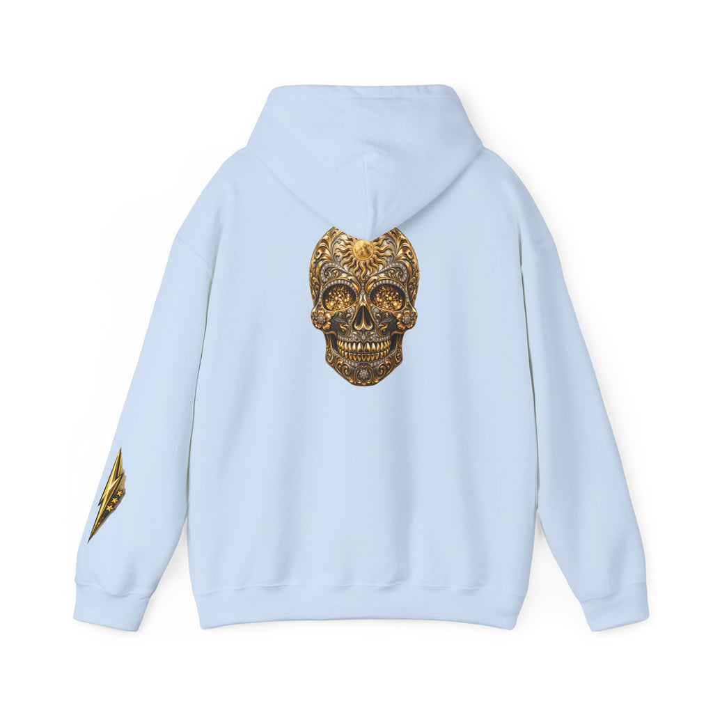 Gold Ornamental Skull Hoodie — Day of the Dead Sugar Skull Pullover