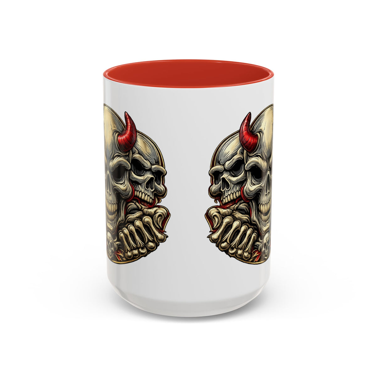 Devil Skull Accent Coffee Mug – Gothic Demon Skull Design (11/15 oz)