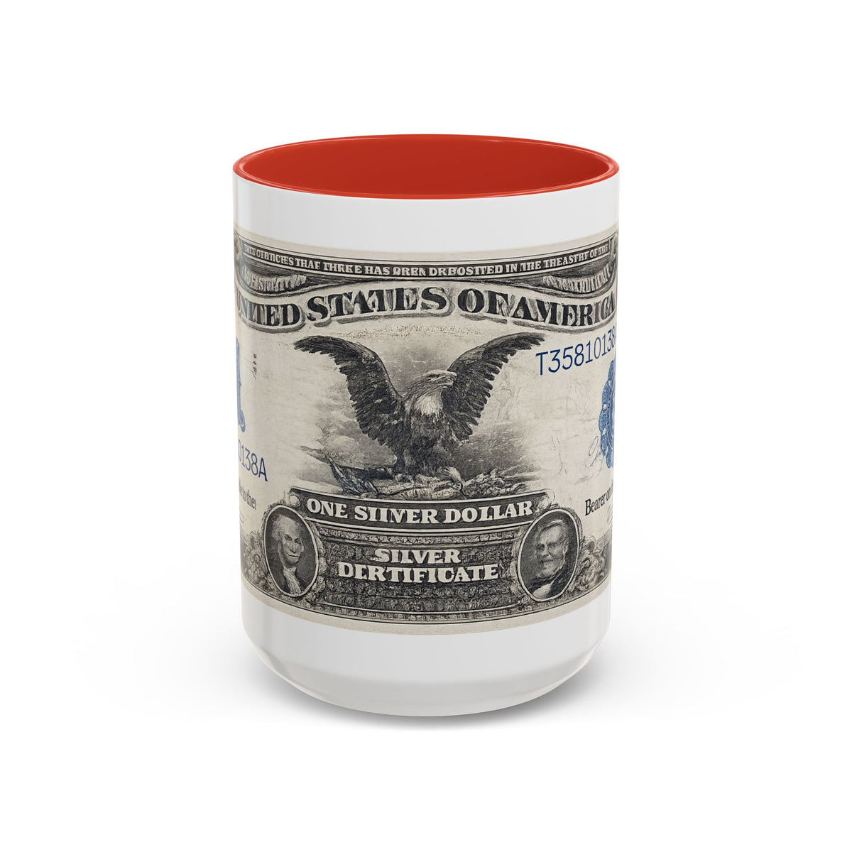 Dollar Bill Accent Coffee Mug — Vintage US Currency Design (11/15oz)