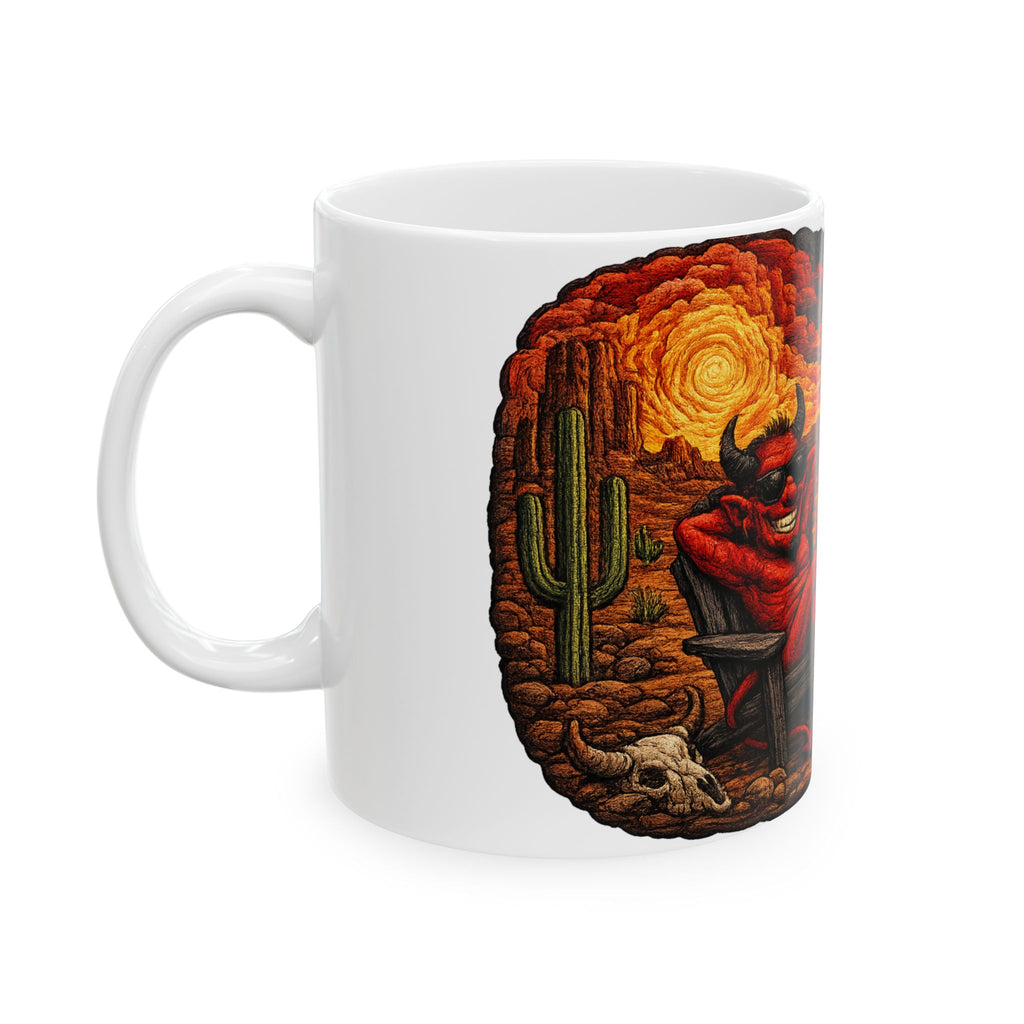 Devil Vacation Ceramic Mug — 'I Like It Hot' Volcano Coffee Tea Cup (11oz/15oz)