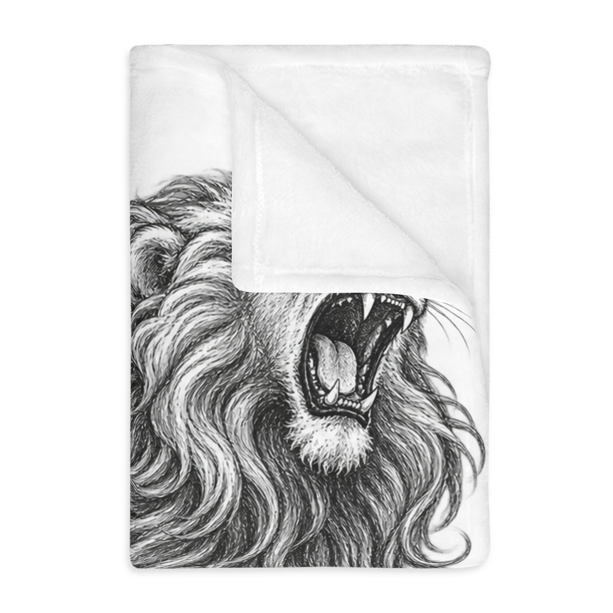 Lion Illustration Microfiber Blanket — Roaring Vintage Sketch Design