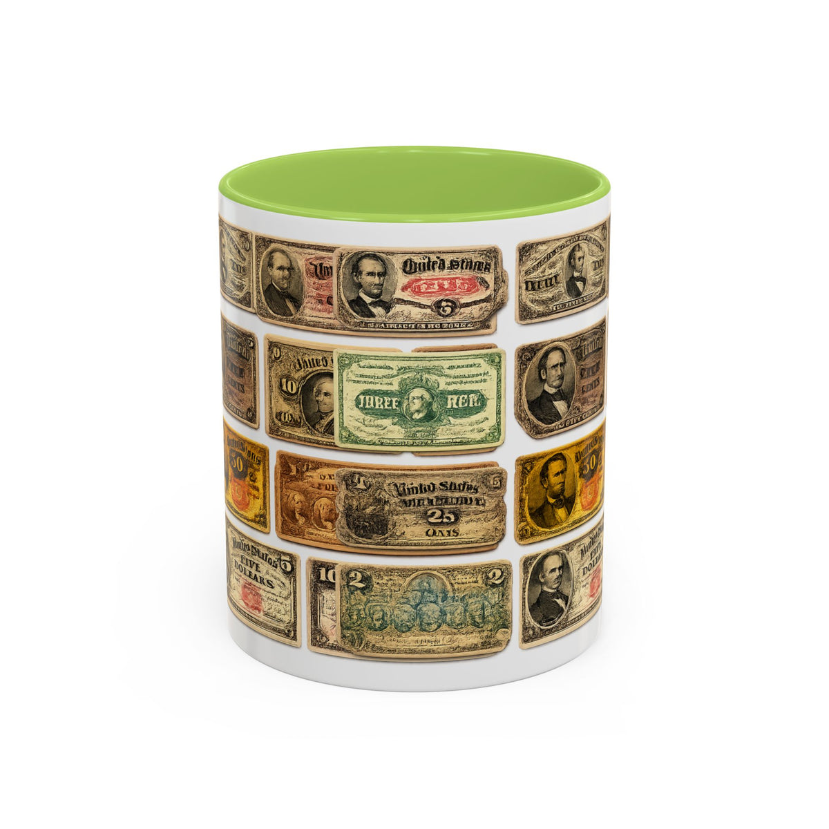 Vintage US Fractional Currency Coffee Mug – Retro Banknote Accent Mug (11/15 oz)