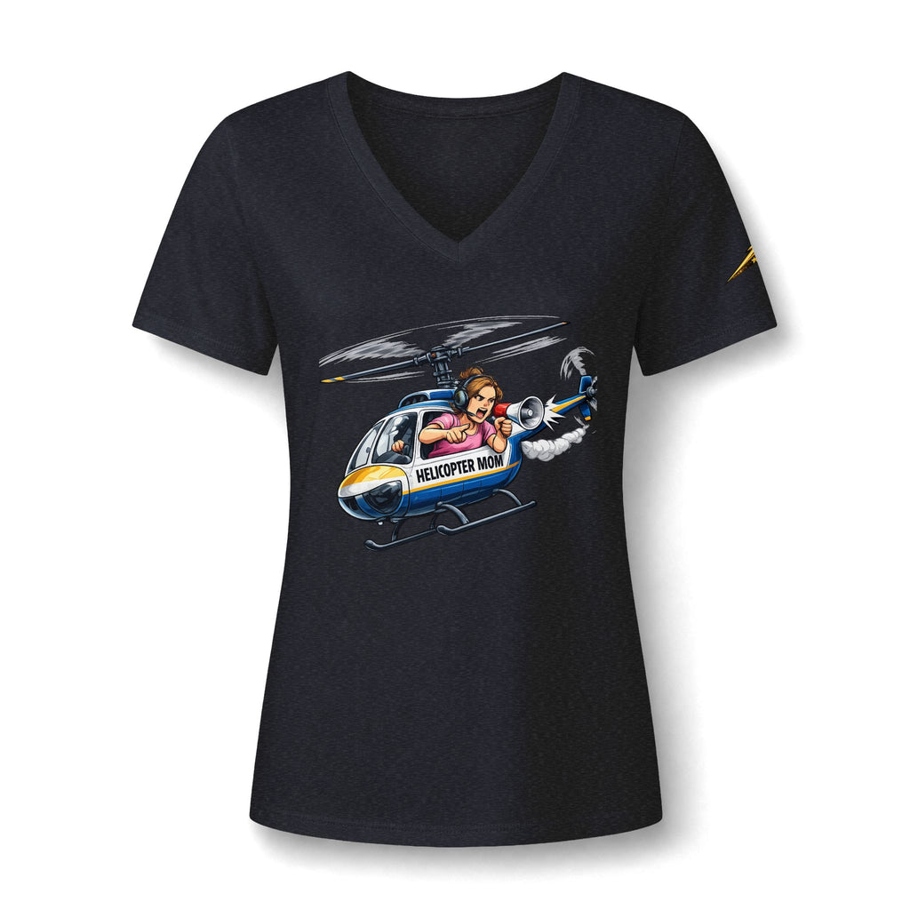 Women's V-Neck Tee — 'Helicopter Mom' Graphic Shirt