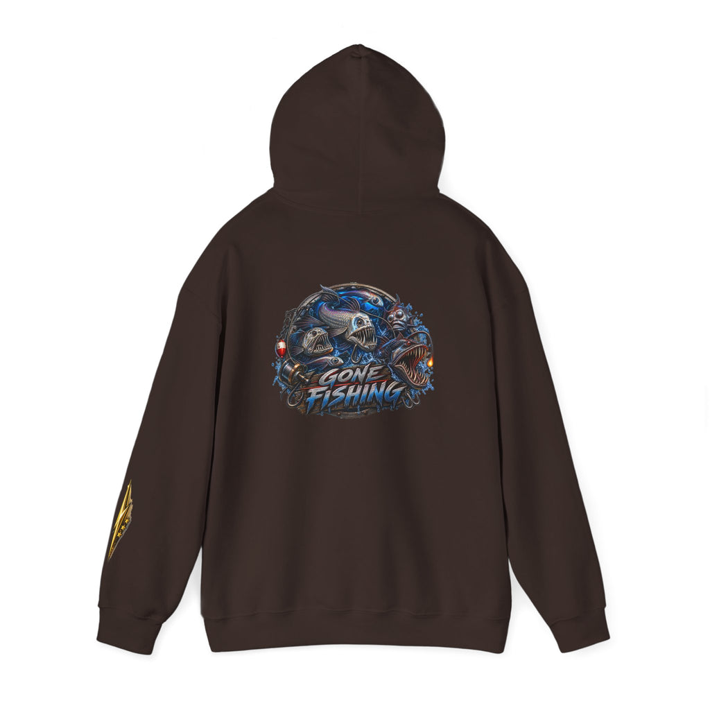 Fishing Skull Hoodie — "Gone Fishing" Graphic Pullover for Anglers