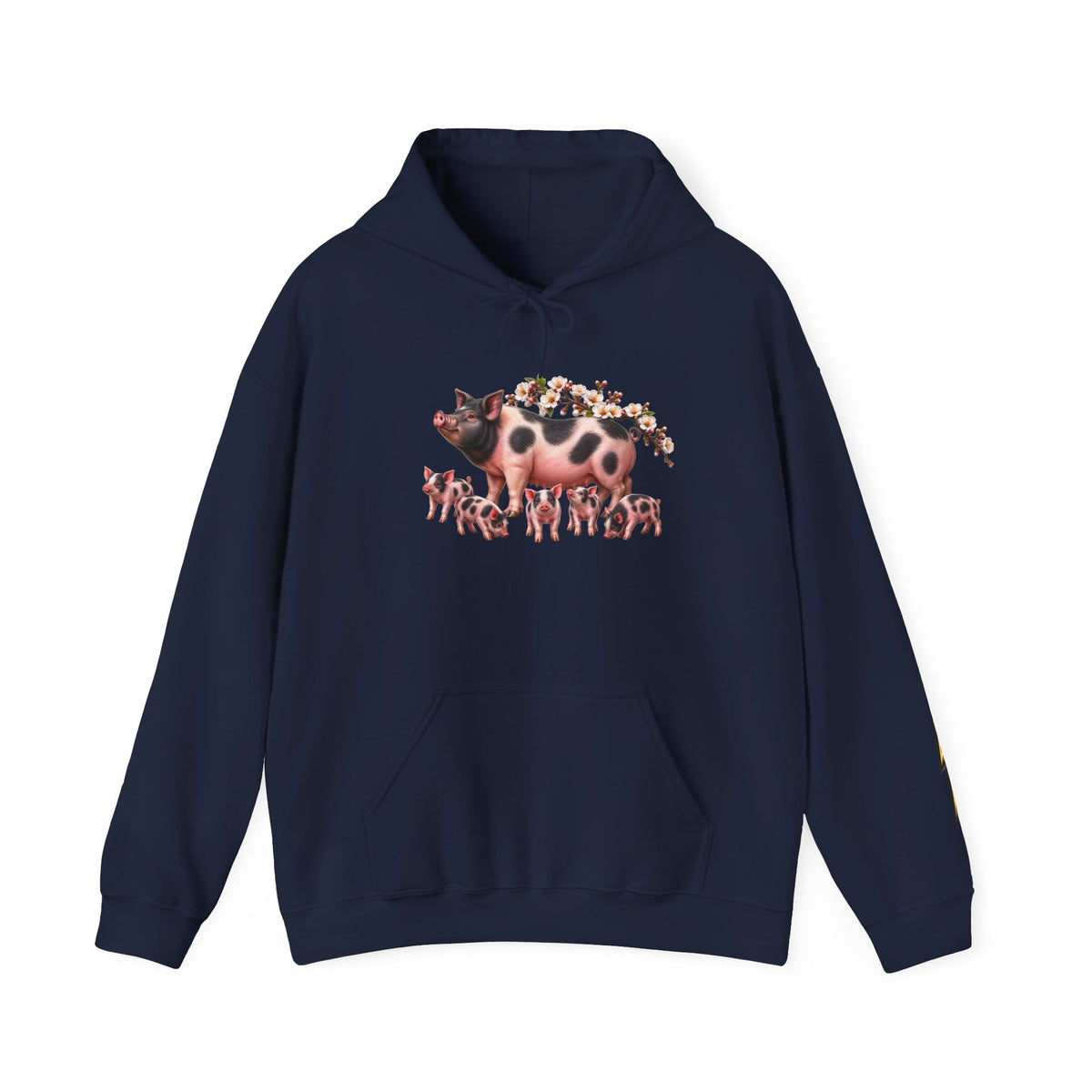 Pig Family Hoodie — Whimsical Mother Pig & Piglets Graphic Sweatshirt