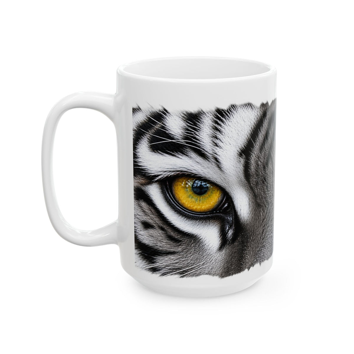 Tiger Eyes Ceramic Mug – Realistic Close-Up Animal Print Coffee Cup (11oz, 15oz)