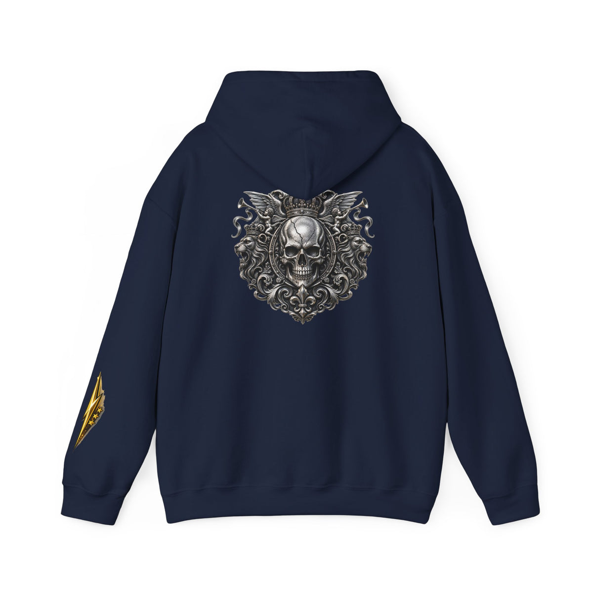 Skull Crest Hoodie – Gothic Ornate Skull Back Graphic Sweatshirt