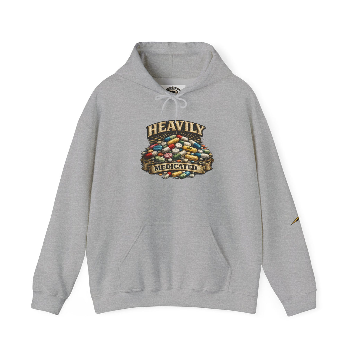 Heavily Medicated Hoodie — 'Heavily Medicated' Pill Pile Graphic Pullover