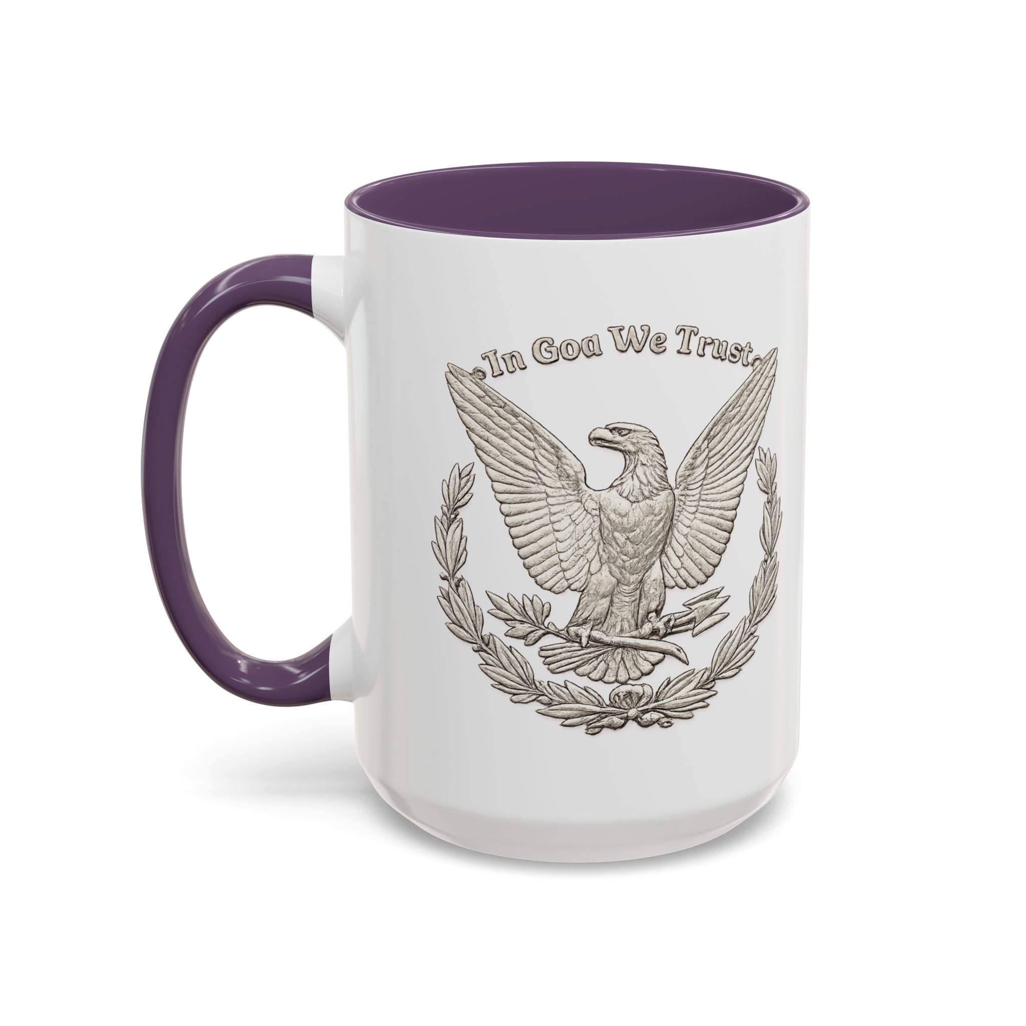 Eagle Emblem Coffee Mug — "In God We Trust" Accent Ceramic Mug (11/15oz)
