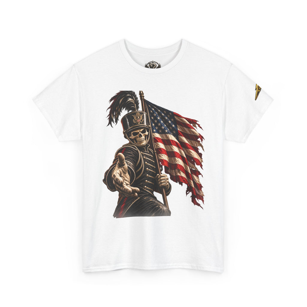Patriotic Skeleton Soldier T-Shirt — American Flag Grim Reaper Tee