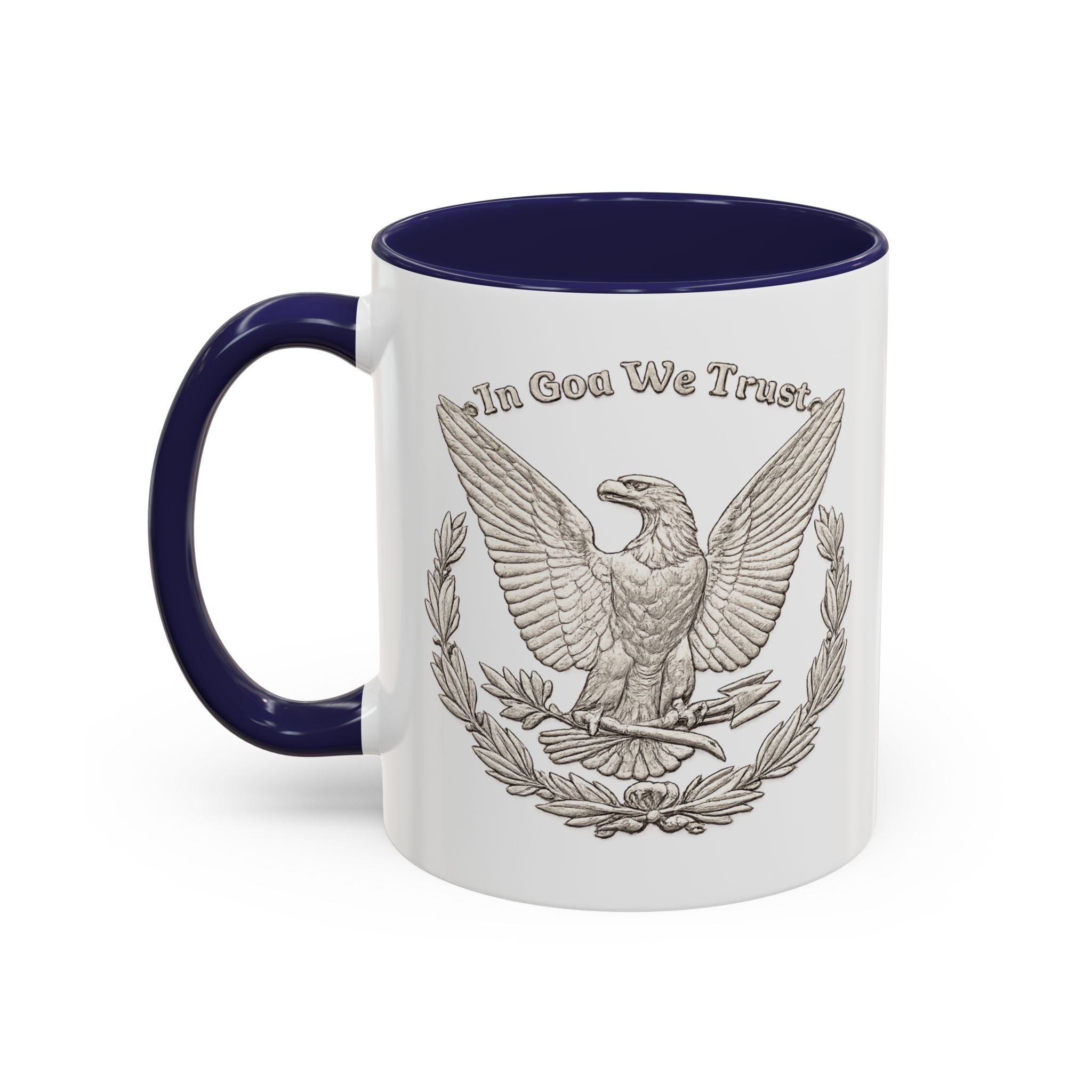 Eagle Emblem Coffee Mug — "In God We Trust" Accent Ceramic Mug (11/15oz)