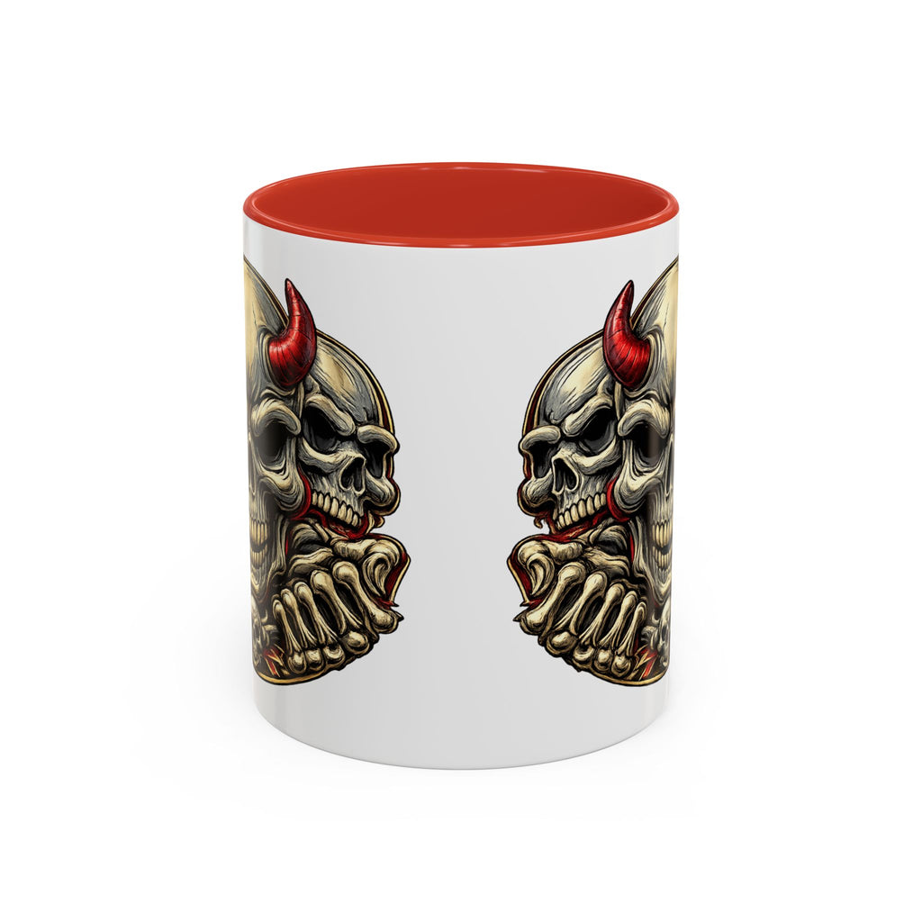 Devil Skull Accent Coffee Mug – Gothic Demon Skull Design (11/15 oz)