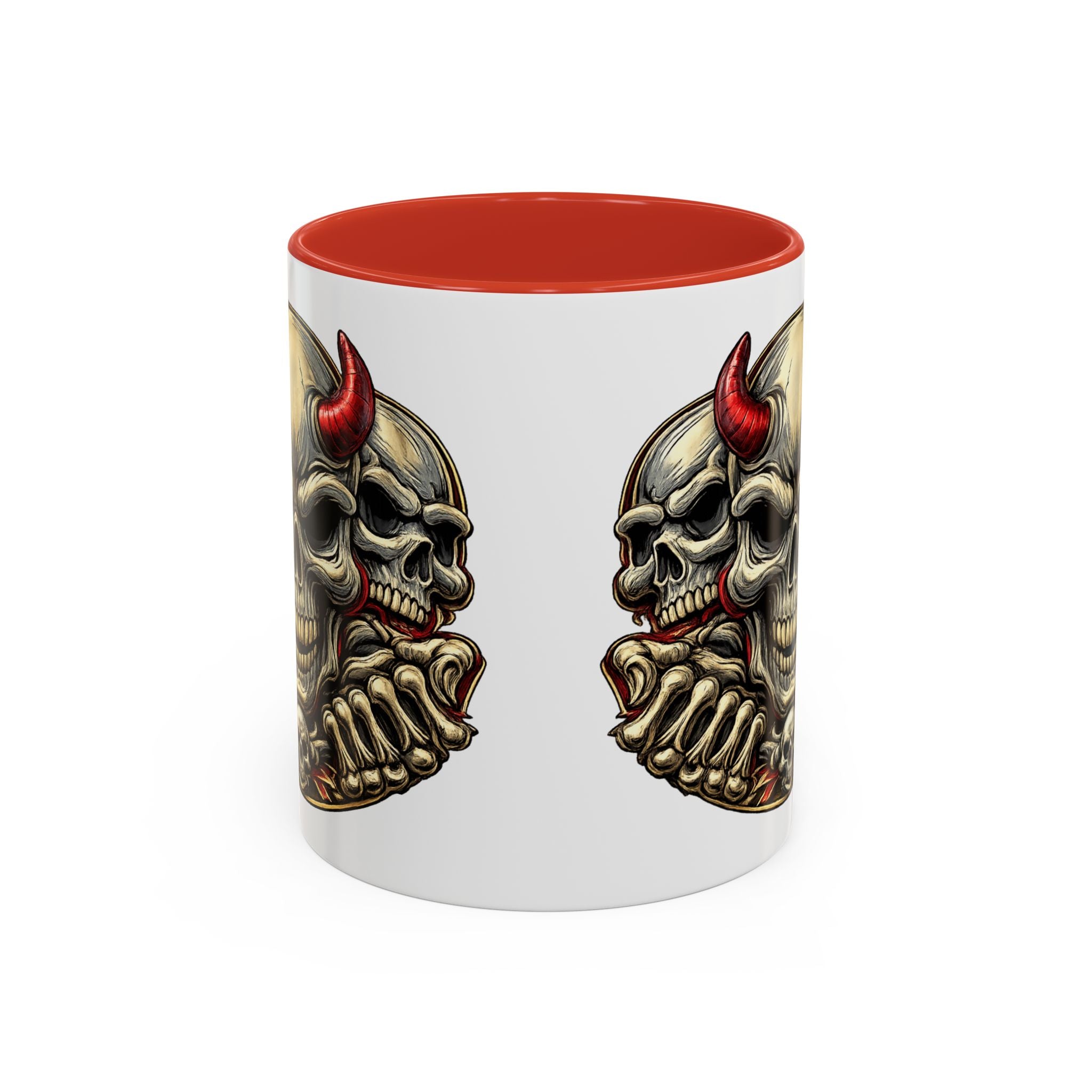 Devil Skull Accent Coffee Mug – Gothic Demon Skull Design (11/15 oz)