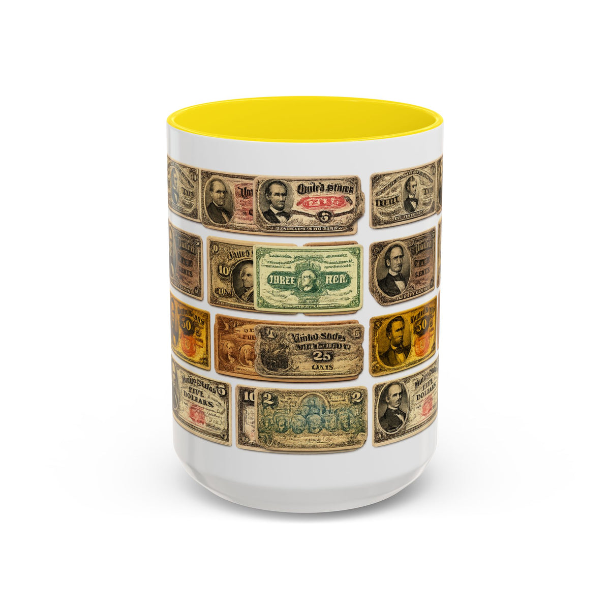 Vintage US Fractional Currency Coffee Mug – Retro Banknote Accent Mug (11/15 oz)