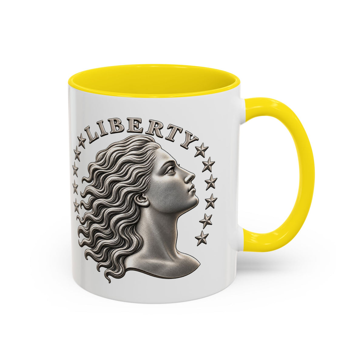 Liberty Coin Accent Coffee Mug — Vintage Lady Head Design (11/15 oz)