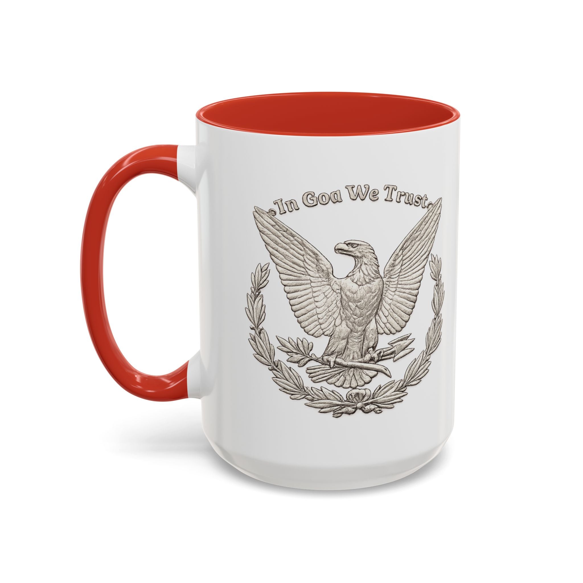 Eagle Emblem Coffee Mug — "In God We Trust" Accent Ceramic Mug (11/15oz)